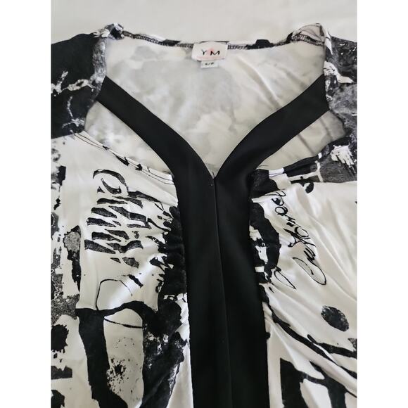 Yvonne Marie Womens Blouse Multicolor Size PS Polyester Blend Stretch 3/4 Sleeve - Picture 7 of 12